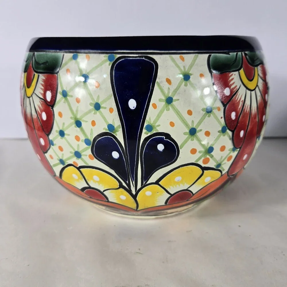 Talavera Planter 9 X 6 Inches Tall Hand Painted Mexican Art